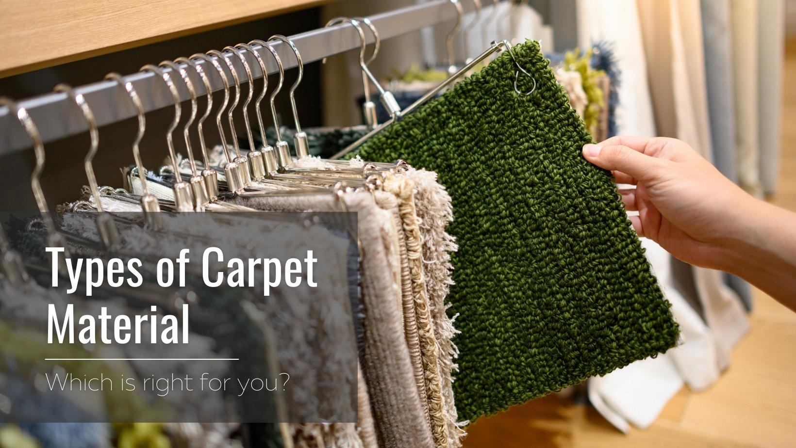 A person picking out carpet and the types of carpet materials